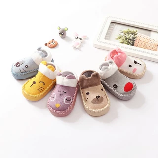 Vớ Cotton Mềm Co Giãn Chống Trượt In Hình Thú Hoạt Hình Dễ Thương Cho Bé Tập Đi