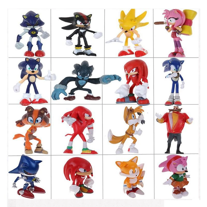 Set 6 bức tượng hình nhân vật vật hoạt hình Sonic the Hedgehog làm quà tặng cho trẻ em 
