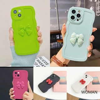 Ốp Điện Thoại Màu Xanh Matcha Đính Nơ Cho iPhone 11 12 13 14 7 Plus 8 Plus 6S 6 Plus X XS Max XR 11 12 13 14