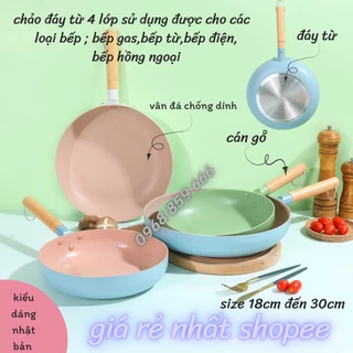 Chảo đá chống dính bếp từ vân đá 18cm đến 30cm, dùng cho mọi loại bếp, Chảo chống dính cao cấp bếp từ bếp điện