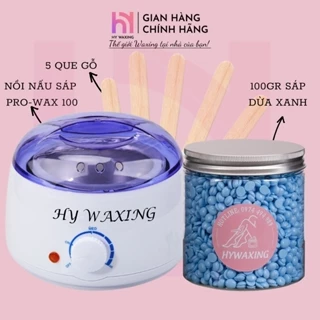 [CHE TÊN] Combo 100gr Sáp Dừa Xanh Premium + Nồi Nấu Sáp Wax Lông ProWax100 HY WAXING Tặng Que