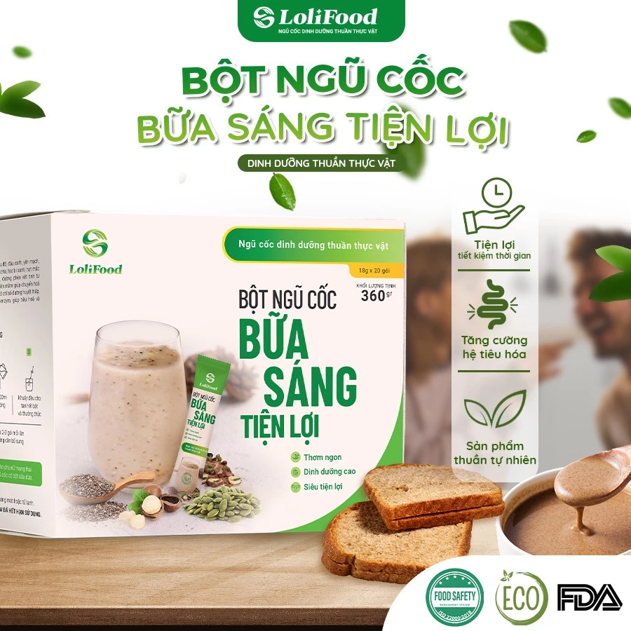 Bột Ngũ Cốc Giảm Cân LoliFood, Ăn Kiêng, Bổ Sung Dinh Dưỡng, Vitamin, Khoáng Chất Hộp 360g