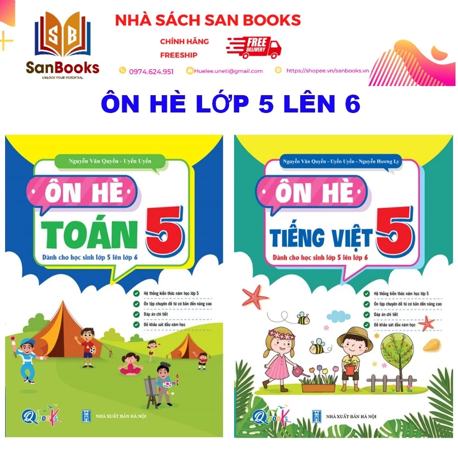 Sách - Combo Ôn Hè Toán và Tiếng Việt 5 - Dành cho học sinh lớp 5 lên 6 (2 cuốn)
