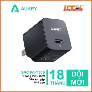 [GIAO HỎA TỐC] Củ sạc nhanh AUKEY power delivery TypeC 30W PA-Y30s, đầu gập nhỏ gọn - hàng chính hãng