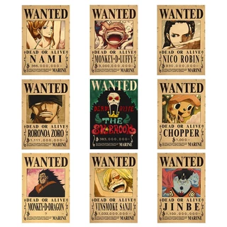 Mới One Piece Luffy Zoro Muốn Anime Poster Treo Tường Nghệ Thuật Tranh Trang Trí Nhà Retro Giấy Kraft Dán Tường Bộ Sưu Tập