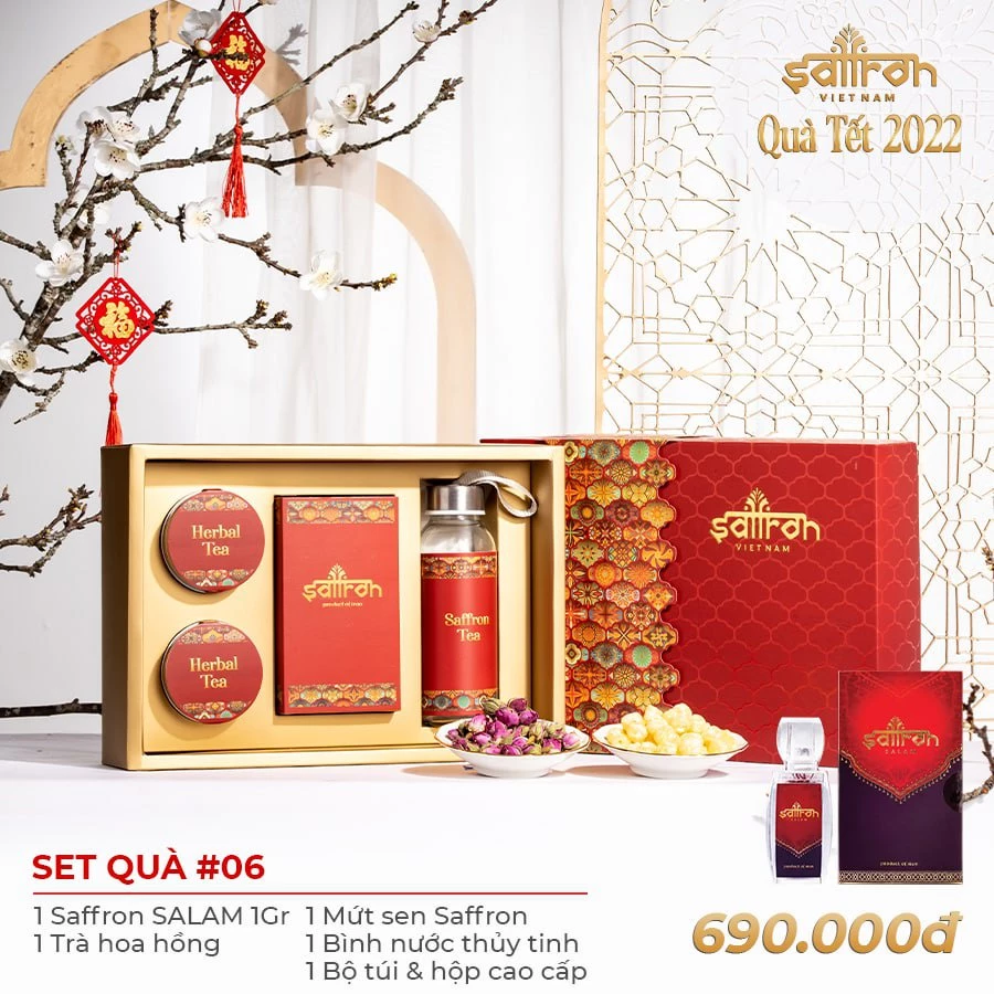 Quà trung thu sang trọng Nhụy hoa nghệ tây Saffron Salam và trà
