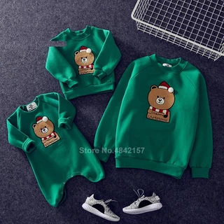 Áo Gia Đình Thu Đông Familylove - Đồ Gia Đình Thu Đông Sweater Gấu Nâu Merry Christmas Chất Liệu Nỉ Da Cá Cao Cấp