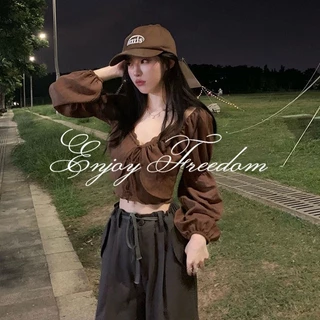 Enjoy Freedom Áo Croptop Dáng Ôm Phong Cách Thời Trang Hàn Quốc Dành Cho Nữ