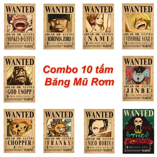 Combo Poster Truy Nã One Piece Băng Mũ Rơm kích thước 42*29 cm - Tranh Nhân vật One Piece dùng trang trí nội thất