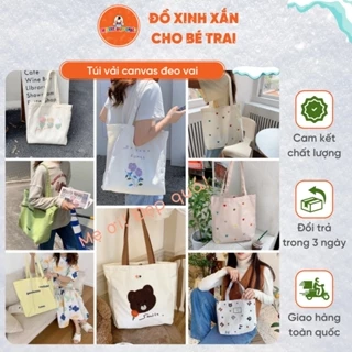 Túi tote vải ⚡ SIÊU HOT ⚡ Túi vải canvas đeo đi làm, đi học ulzzang thêu hoạ tiết dễ thương