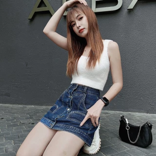 Áo croptop 3 lỗ lông mịn freesize HQJeans mẫu mới