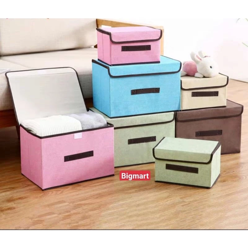 Hộp vải đựng đồ (Lẻ, combo 2) - Túi thùng đựng quần áo đồ lót đồ chơi bằng vải cứng, có nắp đậy không cần tủ