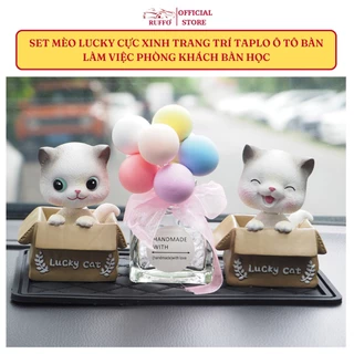 Set Mèo Lucky Trang Trí Taplo Xe Hơi Bàn Làm Việc Phòng Khách Phòng Ngủ Đáng Yêu - Phụ Kiện Ô Tô Ruffo Cao Cấp Giá Rẻ