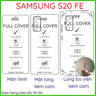 Dán PPF Samsung S20 FE loại trong, nhám dành cho màn hình, mặt lưng, full viền