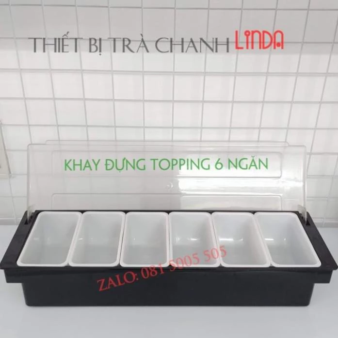 Khay đựng topping nhựa 3 4 5 6 ngăn đựng thạch, hoa quả có nắp đậy sạch sẽ... -Dụng cụ pha chế Tony