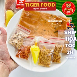 Bánh tráng dẻo tôm lục vị chà bông 💖TIGER FOOD💖 Bánh tráng dẻo full topping 7 món siêu ngon - Đặc sản Tây Ninh