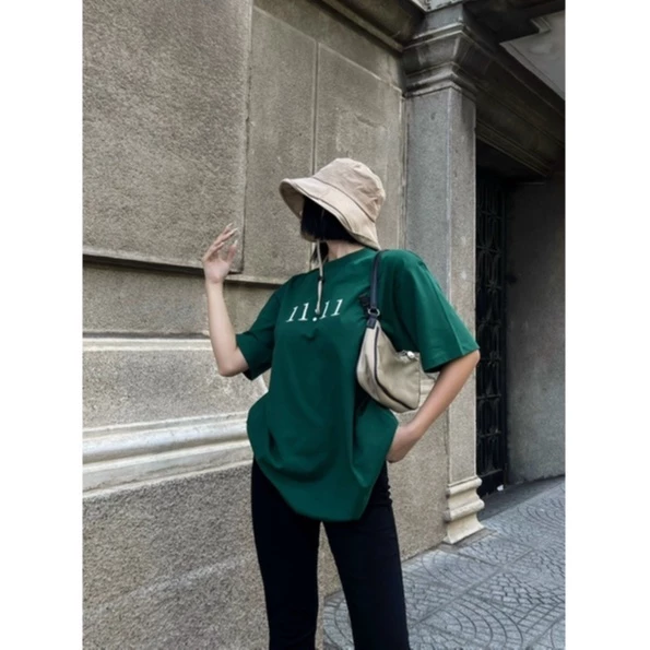 Áo thun nữ HappyFamily - Áo thun Xanh lá 11:11 Hottrend cao cấp