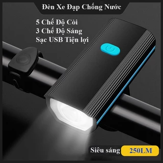 Đèn xe đạp thể thao siêu sáng có còi pin sạc usb led T6 chống nước loại cao cấp nhất