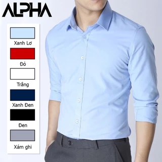 Áo Sơ Mi Nam Vải Lụa Không Nhăn Nhiều Màu Tay Dài Thời Trang GEN ALPHA