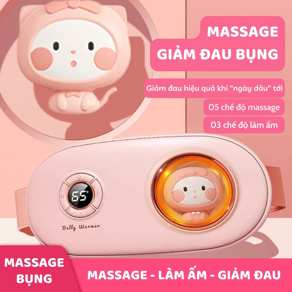 Máy massage làm ấm bụng AIFS, giảm đau bụng đau lưng cho bạn gái đến Kì, Đai đeo chườm nóng quà tặng bạn gái FERADO