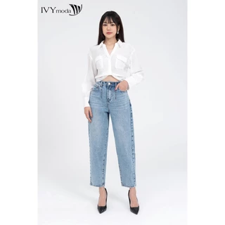 Áo sơ mi nữ croptop kiểu xoắn eo IVY moda MS 17B9461