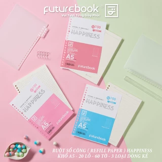 Giấy refill ruột sổ còng Binder Happiness A5 20 lỗ caro chấm dot kẻ ngang  làm sổ tay planner FUTUREBOOK