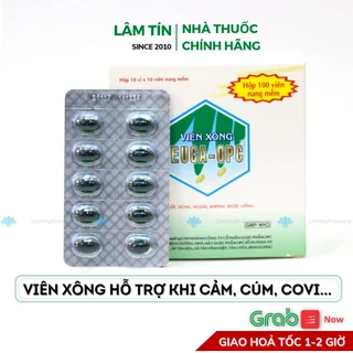 ✅ ( Chính hãng ) Viên xông euca opc hương tràm báo gấm xông mũi họng, cảm cúm  Hộp 20 viên và Hộp 100 viên