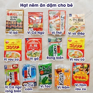 Hạt nêm Nhật các loại cho bé ăn dặm Ajinomoto, Topvalu....