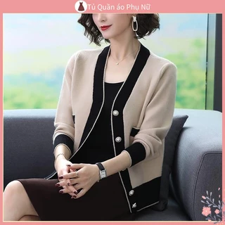 O Kho C Áo Khoác Cardigan D t Ch Ch V D ng R ng M u Th i Trang Cho Phụ Nữ Trung Niên Dài Tay Mùa Xuân Thu Phổ Biến Áo Khoác Cardigan Thời Trang Trẻ Trung