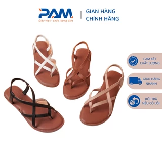 Sandal Nữ PAM Giày Việt - Chất Lượng Việt Quai Chéo Thun Co Giãn Đế Bệt Thời Trang - SDQG09 - 5 Màu - Size 36-39