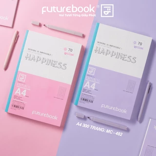 Sổ May Chỉ Dán Gáy Happiness A4- Dòng kẻ Caro- 70GSM- Phong cách Nhật Bản. VPP FUTUREBOOK. Giao mẫu ngẫu nhiên.