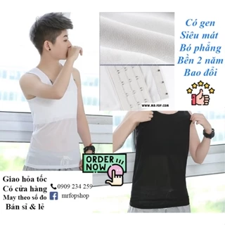 Áo nịt vải lưới dáng dài, có gen, gài hông trái - có gen có viền (D-LU) Tom Trans