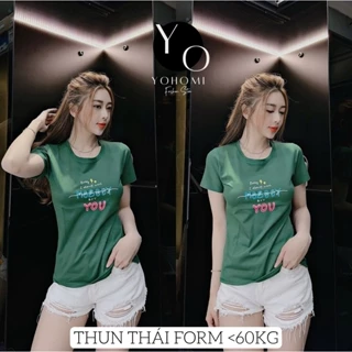 Áo thun thái nữ from vừa cổ tròn chất thun cotton thái mịn, mát, co dãn tốt, nhiều màu bao đẹp YOHOMI mã A07 dưới 60kg