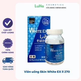 Viên uống Skin White EX ll 270 viên, Viên uống trắng da, cải thiện sắc tố da mờ thâm nám, mờ tàn nhan, luhacosmetics