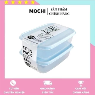 Set 2 hộp nhựa nắp dẻo 600ml.