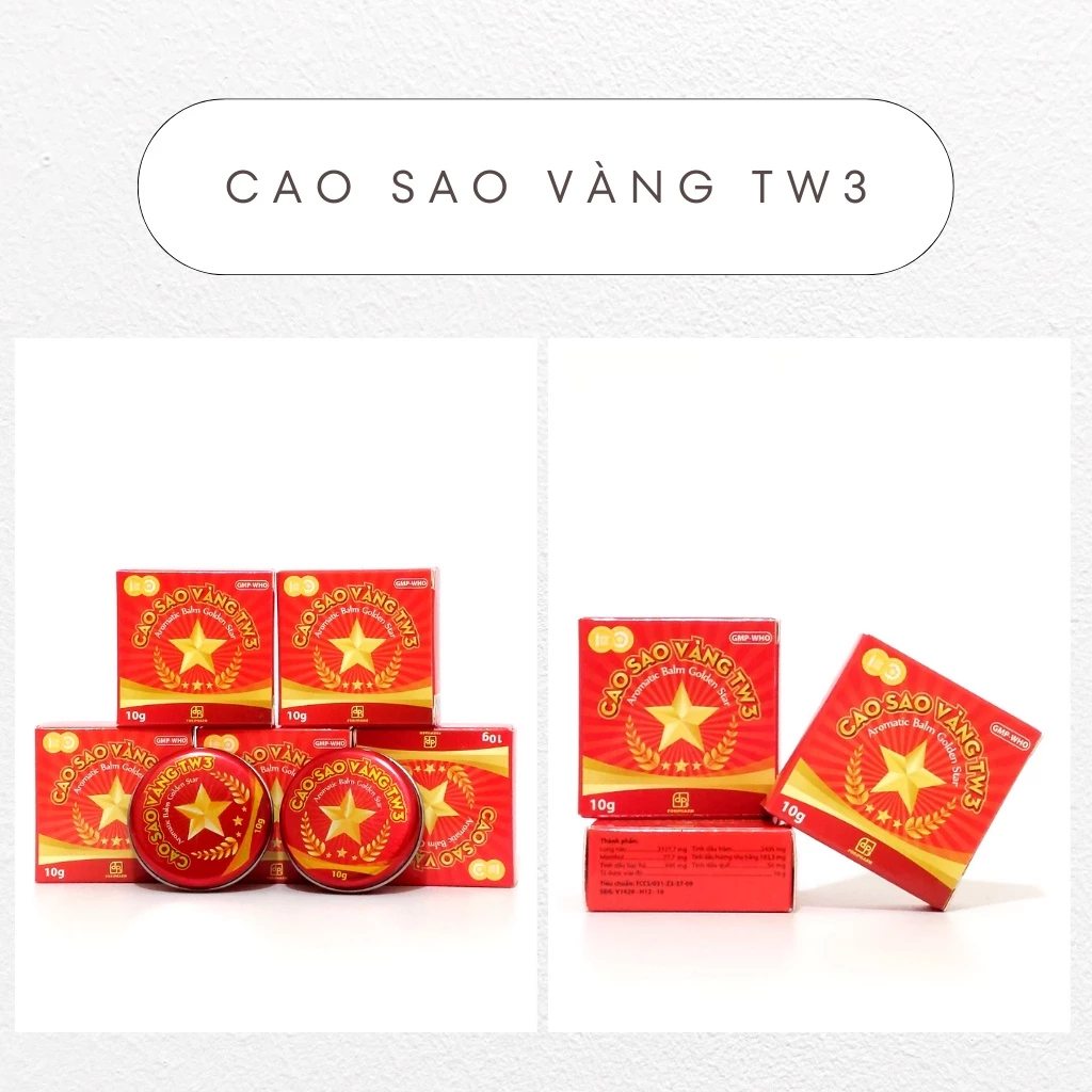 Cao Sao Vàng TW3 - Giúp Giảm Sổ Mũi, Cảm Cúm, Muỗi & Côn Trùng Đốt Hộp 10G