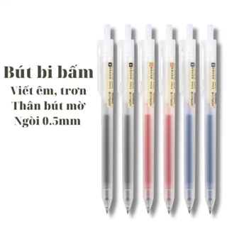 Bút bi bấm mực gel màu đen đỏ xanh ngòi 0.5mm viết trơn ra mực đều dụng cụ văn phòng phẩm - Monkey House