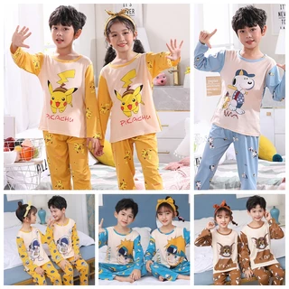 Bộ Đồ Ngủ Pijama Tay Dài Cổ Tròn Thoải Mái In Họa Tiết Hoạt Hình Cho Bé Gái