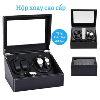 Hộp Xoay Đồng Hồ Cơ Tủ Lắc Lên Cót Hộp gỗ xoay cao cấp dành cho đồng hồ cơ tự động Automatic