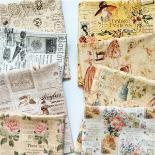 Tấm Vải Cotton In Họa Tiết Hoa Phong Cách Vintage Châu Âu Dùng May Vá DIY