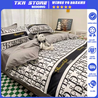Bộ chăn ga gối Cotton Poly TKN STORE , Drap giường Hàn Quốc miễn phí bo chun ga giường bọc đệm
