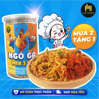 Khô gà mix lá chanh, bơ tỏi, tứ xuyên 🍟FREESHIP🍟 LhyFood 3 vị trong 1 hộp 200g, đồ ăn vặt Hà Nội vừa ngon vừa rẻ