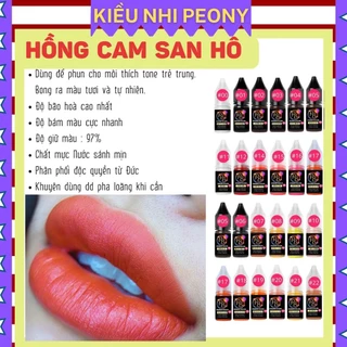 Mực phun xăm Hữu Cơ, HỒNG CAM SAN HÔ và 20 màu Mực Nước phun xăm Thẩm Mỹ