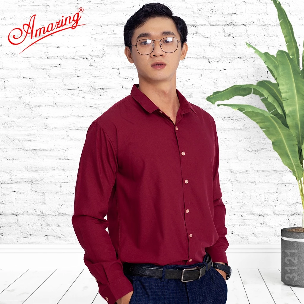 Áo sơ mi thương hiệu Amazing, style Hàn Quốc không túi, chuẩn form slim fit, chất liệu mịn mát