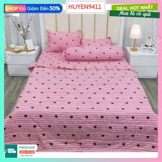 hcm-Ga giường cotton poly kích thước 1m2 1m6 1m8 bọc đệm không vỏ gối-MẪU TIM HỒNG