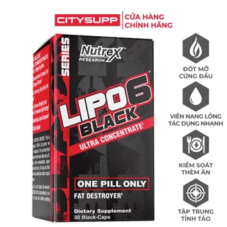 Nutrex Lipo 6 Black Ultra Concentrate (60 Viên), Hỗ Trợ Đốt Mỡ Giảm Cân, Ức Chế Sự Thèm Ăn, Chứa Caffein