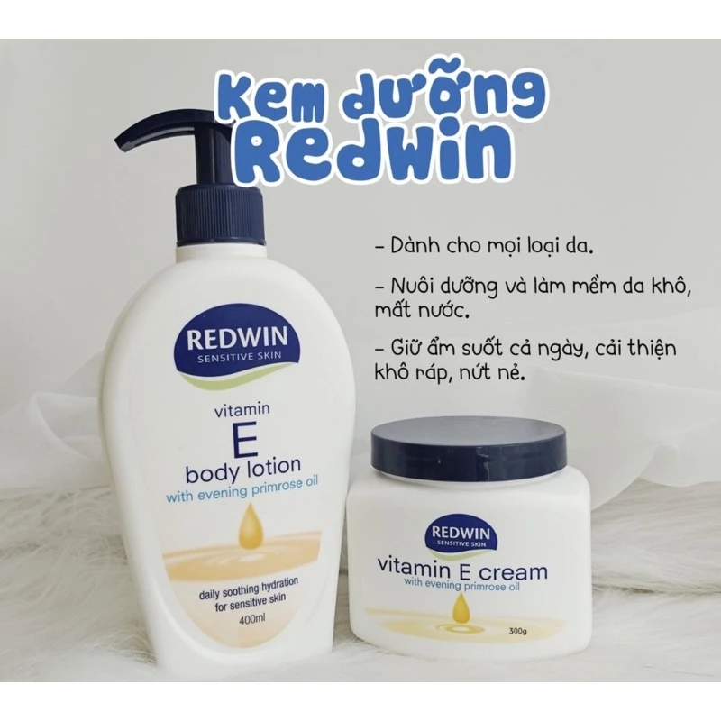 {Date mới/Úc}Kem dưỡng bôi nẻ REDWIN Vitamin E Cream - dưỡng ẩm cải thiện nứt nẻ, khô ráp làm sáng da
