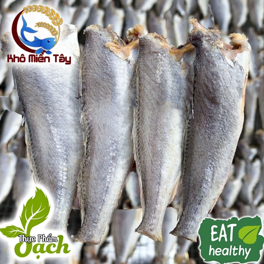 Khô cá đù nguyên con -Vị mặn, không hóa chất, gia vị truyền thống nhà làm- Đặc sản miền tây