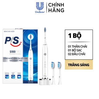 Bàn Chải Điện P/S S100 PRO - Công Nghệ Sóng Âm, Chải Sạch Mảng Bám Tới 10X - Trắng Sáng