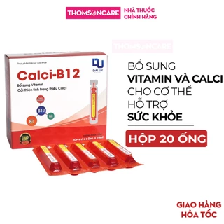 Calci B12 Đại Uy Bổ sung vitamin, cải thiện tình trạng thiếu hụt canxi - Hộp 20 Ống